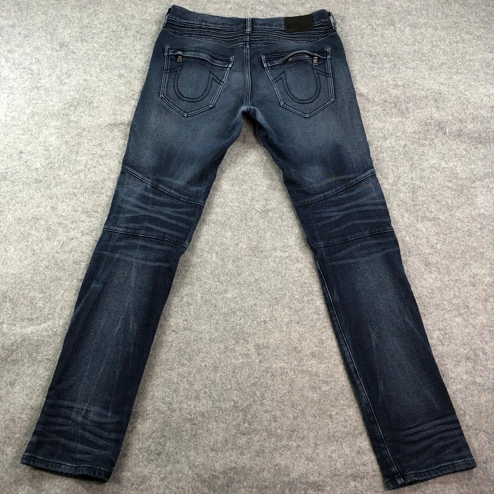 True Religion Mens Jeans 31 (fits 32x34) Rocco Skinny Blue Dark Wash Stretch